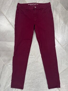 American Eagle Outfitters Wine Red Super Stretch Skinny Jeans